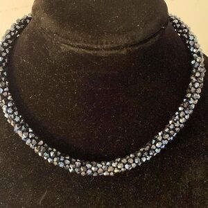 Dark Blue faceted Beaded Necklace